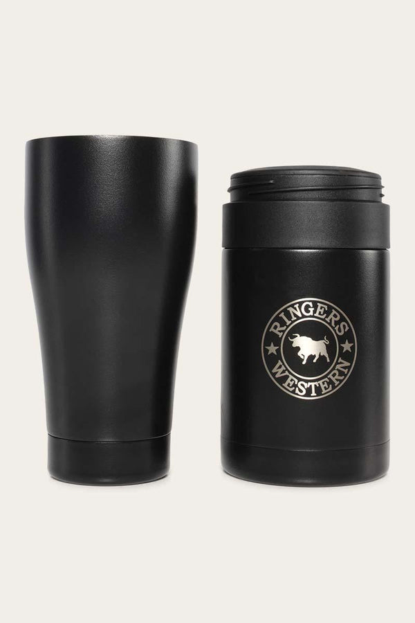 The Ringers Western 2 in 1 Drink Cooler is the perfect drink bottle for a getaway trip or a day in the yard. With its double-walled vacuum insulation, you'll be sure to keep your drink cool and refreshing all day long. Available at My Harley and Rose