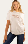 Ringers Western - Monash Womens Loose fit Tee Colour: Off White  Fabric: 100% Cotton, 180gsm  Features: The Monash loose fit tee is your new go-to for simple style and comfort. Style with a pair of jeans for a day out or a pair of ruggers when hard at work on the farm.