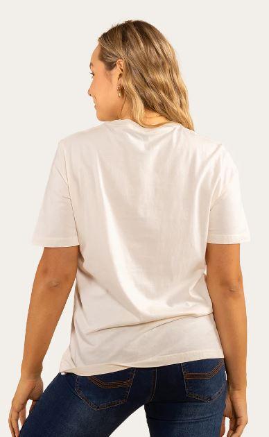 Ringers Western - Monash Womens Loose fit Tee Colour: Off White  Fabric: 100% Cotton, 180gsm  Features: The Monash loose fit tee is your new go-to for simple style and comfort. Style with a pair of jeans for a day out or a pair of ruggers when hard at work on the farm.
