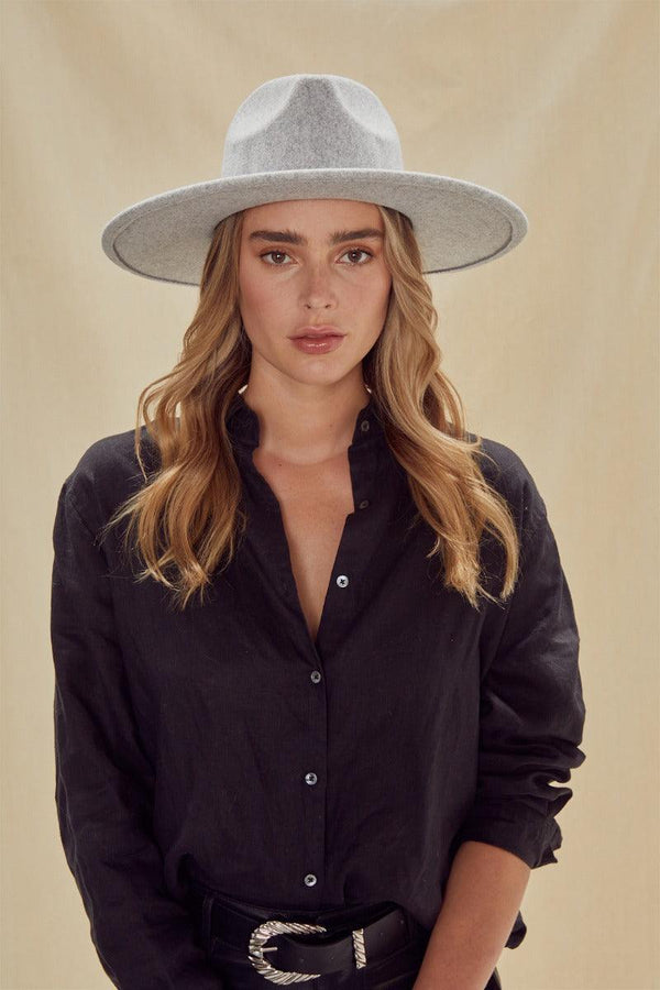 Angels Whisper - Analia Fedora Felt Hat With Leather Trim - Folk Road