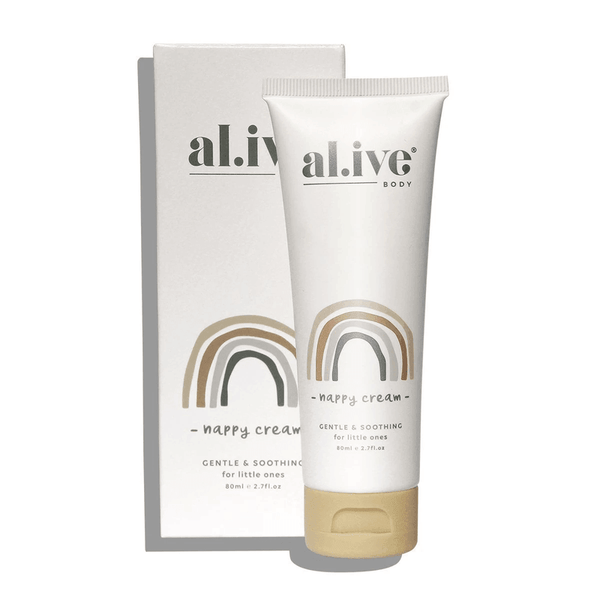 The al.ive body baby Nappy Cream will help you protect and care for your baby’s bottom. Our Nappy Cream is formulated with carefully selected ingredients that will help protect and soothe the discomfort of nappy rash. Available at Harley and Rose