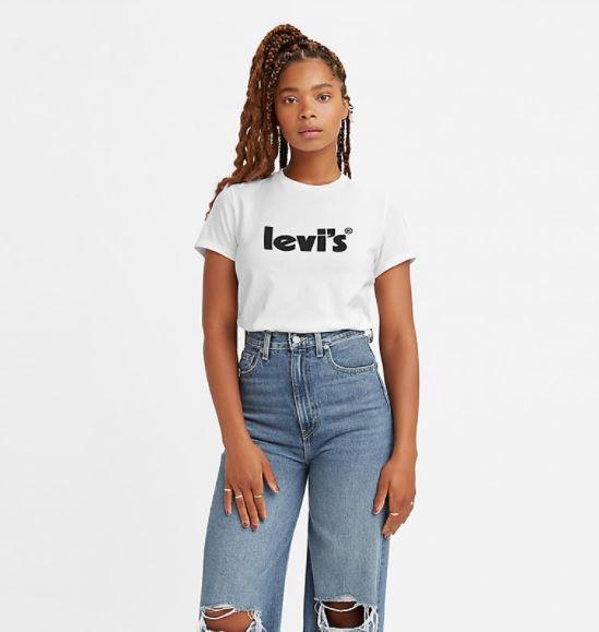 Levi's Women's Logo Perfect T-Shirt A Supersoft, Classic Crewneck That Goes With Everything And Features Our Iconic Poster Logo. Simple, Yes, But You Can't Improve Upon Perfection. Available at Harley and Rose