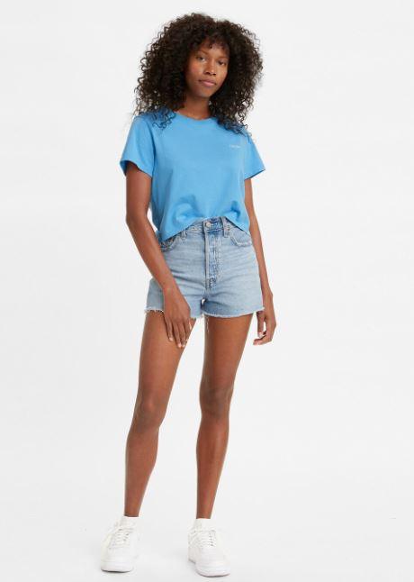 Levi's Ribcage Shorts. The high rise shorts you've been searching for. Made with the same fit as our Ribcage Jeans, these feature a waist-nipping high rise and a slightly looser fit through the seat and thigh—because shorts should be comfortable. Available at Harleya and Rose