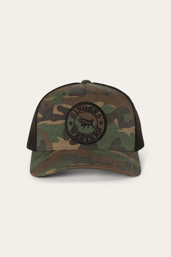 Ringers Western Trucker Cap: durable cotton with breathable mesh and iconic logo.