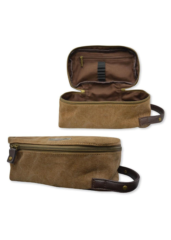 Wash Bag By Thomas Cook Features:&nbsp;Heavy duty canvas, double zip closure, internal zip pocket & open pockets elasticated utility holders TC metal badgeFabric:&nbsp;70% Cotton 30% Polyester Vintage Wash 16ozLining: TC Poly 23x10x13cm TCP1925097, Available at My Harley and Rose
